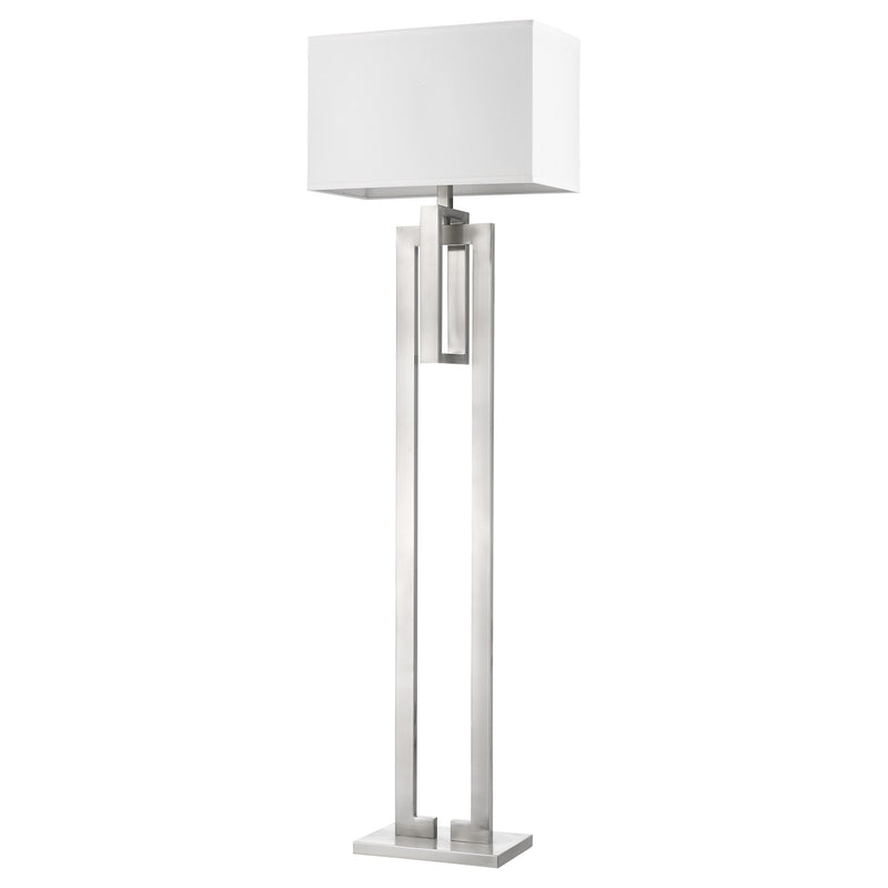 Home Outfitters 64" Nickel Traditional Shaped Floor Lamp With White Rectangular Shade