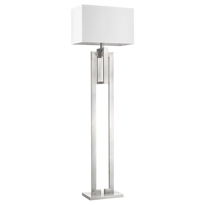 Home Outfitters 64" Nickel Traditional Shaped Floor Lamp With White Rectangular Shade