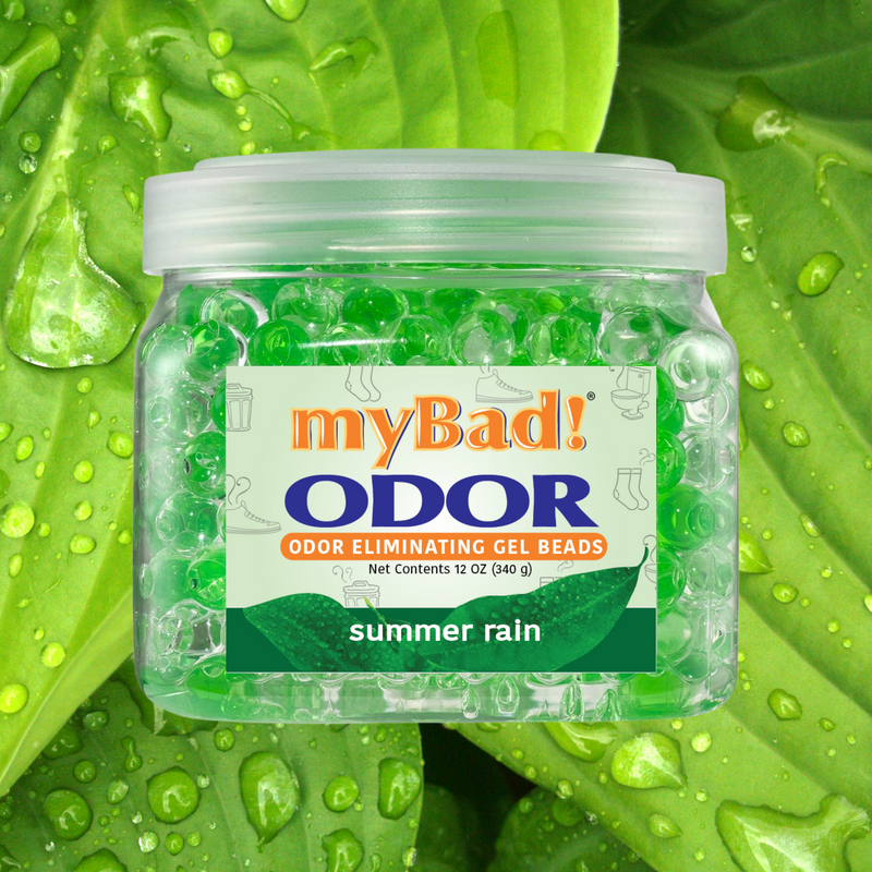 my Bad! Odor Eliminator Gel Beads 12 oz - Summer Rain, Air Freshener - Eliminates Odors in Bathroom, Pet Area, Closets