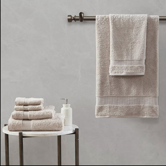 Home Outfitters Sand 100% Cotton 6pcs Bath Towel Set , Absorbent, Bathroom Spa Towel, Luce