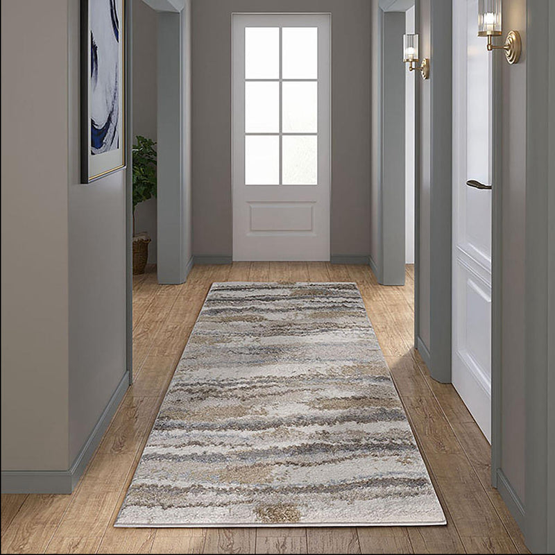 Home Outfitters Blue/Tan Cozy Shag Watercolor Area Rug Runner: 2&