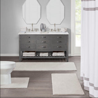 Madison Park Signature Taupe 100% Polyester Marshmallow Memory Bath Rug 24"W x 40"L, Absorbent Bathroom Floor Mat, Glam/Luxury