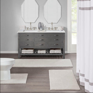 Madison Park Signature Taupe 100% Polyester Marshmallow Memory Bath Rug 20"W x 24"L, Absorbent Bathroom Floor Mat, Glam/Luxury