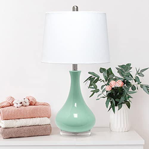 Lalia Home Indoor Modern Desk Lamp 14"L x 14"W x 26.25"H Droplet Table Lamp with Fabric Shade - Aqua