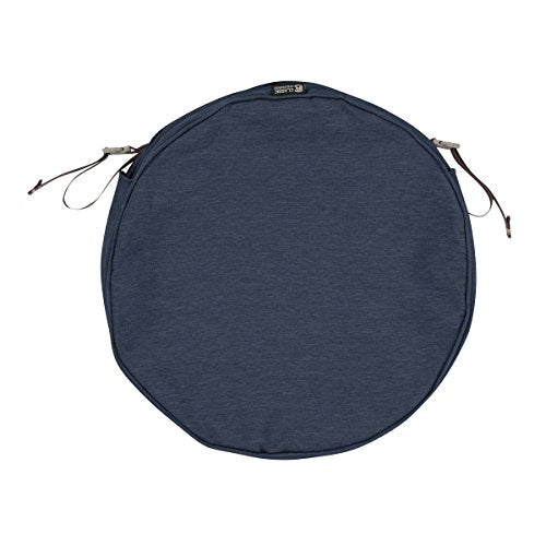 Classic Accessories Montlake FadeSafe Water-Resistant 15 x 2 Inch Round Outdoor Chair Seat Cushion Slip Cover, Patio Furniture Cushion Cover, Heather Indigo Blue, Patio Furniture Cushion Covers