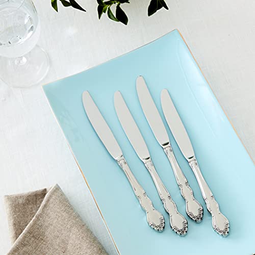Oneida Dover Fine Flatware Dinner Knives, Set of 4 , 18/10 Stainless Steel, Silverware Set, Dishwasher Safe