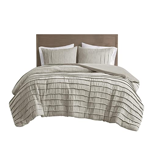 Beautyrest Maddox 3 Piece Natural Duvet King Cover Set with Pleats BR12-3871