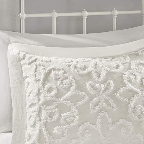 Madison Park Chenille Tufted 100% Cotton Quilt All Season, Lightweight, Breathable Coverlet Bedspread Bedding Set, Matching Shams, Oversized King/Cal King(120"x118"), Sabrina, Off White