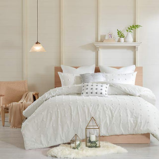 Urban Habitat Cotton Comforter Set-Tufts Pompom Design All Season Bedding, Matching Shams, Decorative Pillows
