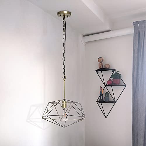 Lalia Home Modern Indoor Home / Office Bright 1 Light 16" Modern Metal Wire Paragon Hanging Ceiling Pendant Fixture - Antique Brass