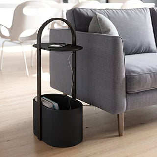 Umbra Bellwood Side Table with Storage and Cable Management, Black/Walnut