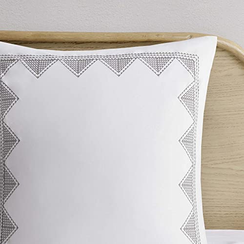 INK+IVY Imani 100% Cotton Farmhouse Comforter Mid Century Modern Design Chenille Tufted All Season Bedding Set, Matching Shams, King/Cal King Geometric Prints Navy 3 Piece