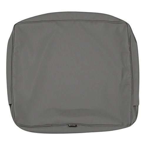 Classic Accessories Montlake FadeSafe Water-Resistant 23 x 22 x 4 Inch Outdoor Back Cushion Slip Cover, Patio Furniture Cushion Cover, Light Charcoal Grey, Patio Furniture Cushion Covers