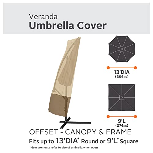 Classic Accessories Veranda Water-Resistant 13 Foot Offset Patio Umbrella & Frame Cover, Patio Furniture Covers