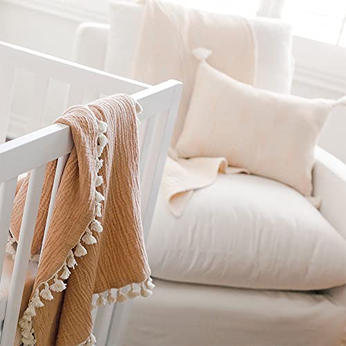 Crane Baby Pillow, Decorative Rectangle Jacquard Nursery Pillow for Newborns, Rainbow, 12" x 16"