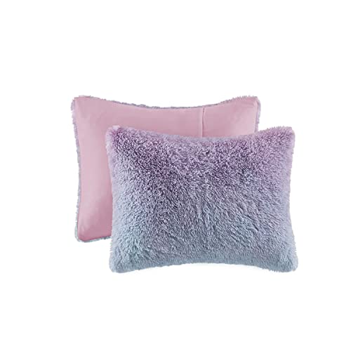 MI ZONE Purple Multi Ombre Shaggy Faux Fur Comforter Set MZ10-0642