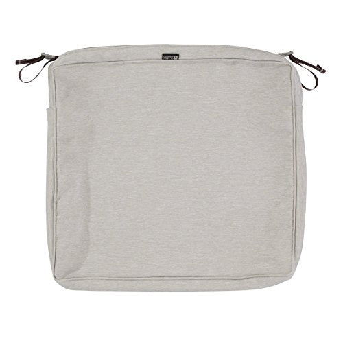 Classic Accessories Montlake FadeSafe Water-Resistant 21 x 21 x 3 Inch Square Outdoor Seat Cushion Slip Cover, Patio Furniture Chair Cushion Cover, Heather Grey, Patio Furniture Cushion Covers