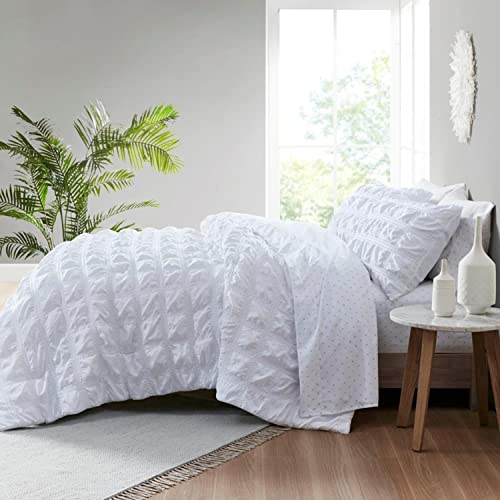 Clean Spaces Denver Polyester Solid 5-Pcs Comforter Set with White Finish