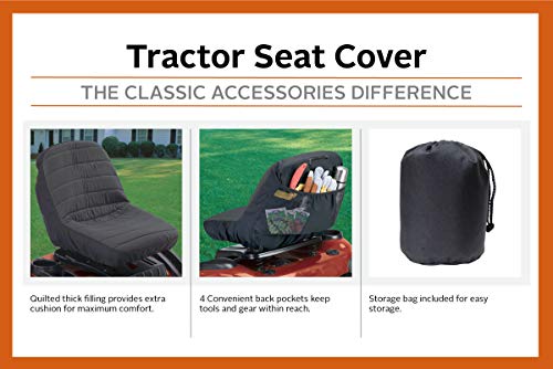 Classic Accessories Deluxe Riding Lawn Mower Seat Cover, Small