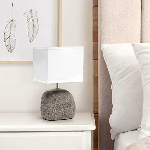 Simple Designs Bedrock Ceramic Table Lamp, Grayish Brown