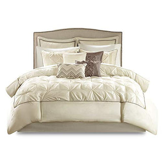 Madison Park Essentials Room in a Bag Faux Silk Comforter Set-Luxe Diamond Tufting All Season Bedding