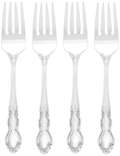 Oneida Dover Fine Flatware Salad Forks, Set of 4 , 18/10 Stainless Steel, Silverware Set, Dishwasher Safe