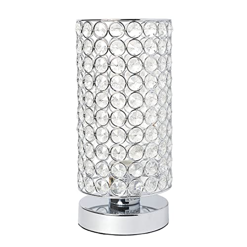 Elegant Designs Elipse Crystal Bedside Nightstand Cylindrical Uplight Table Lamp