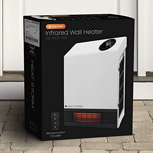 Heat Storm Wave Floor to Wall Infrared Space Heater with Attachable Feet, Remote Control, Built in Thermostat, 500-1000 Watts