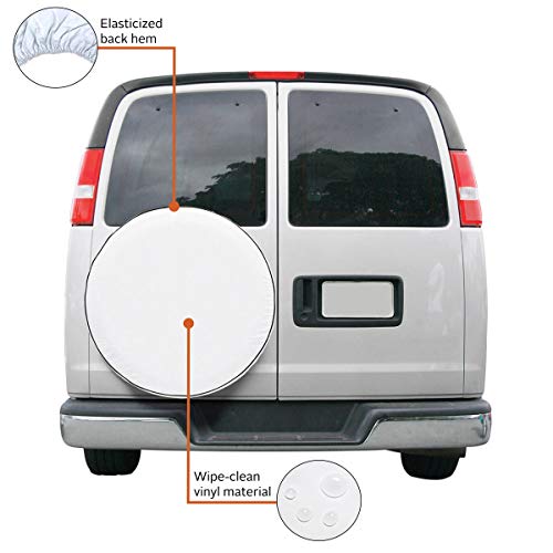 Classic Accessories Over Drive RV Spare Tire Cover, Wheels 30" - 33" Diameter, White, Water-Resistant, All Season Protection for Trailer/Camper Wheels/Tires, Universal Trailer Accessories