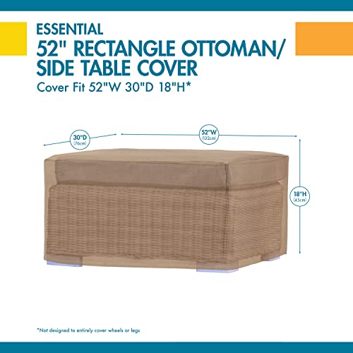 Duck Covers Essential Water-Resistant 52 Inch Rectangular Ottoman/Side Table Cover, Outdoor Ottoman Cover