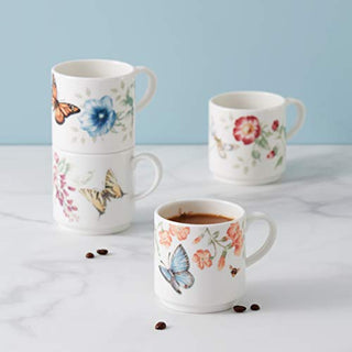 Lenox Butterfly Meadow 4-Piece Stacking Mug Set, 2.25 LB, Multi