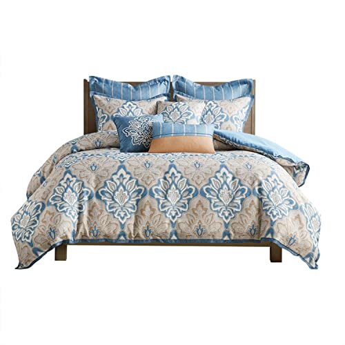 MADISON PARK SIGNATURE 9-Pcs Jacquard Comforter Set with Blue Finish MPS10-491