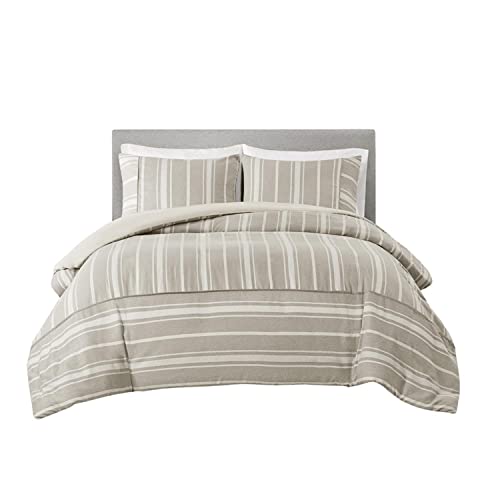 Beautyrest Taupe 3 Piece Striped Herringbone King Duvet Cover Set BR12-3863