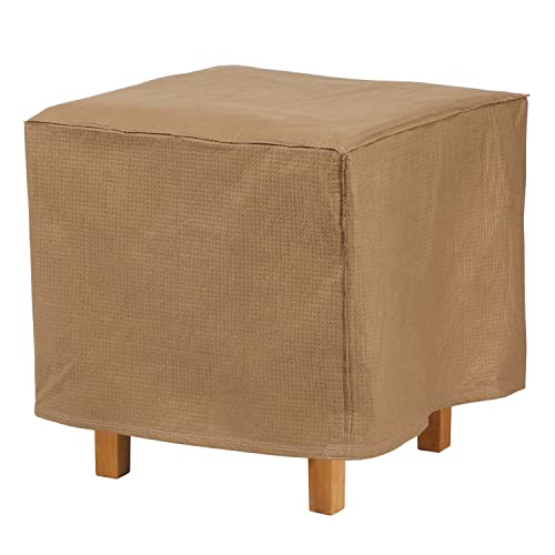 Duck Covers Essential Water-Resistant 32 Inch Square Patio Ottoman/Side Table Cover, Outdoor Ottoman Cover