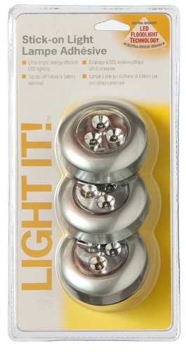 LIGHT IT! by Fulcrum 30010-301 Stick-On Light, Silver, 3-Pack