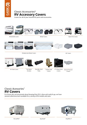Classic Accessories Over Drive RV Air Conditioner Cover, Dometic Brisk II, White, Heavy-Duty Fabric, Draw Cord Hem, Easy to Clean Vinyl