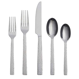 Oneida Chefs Table Hammered 45 Piece Everyday Flatware Set, Service for 8, 18/0 Stainless Steel,Silverware Set