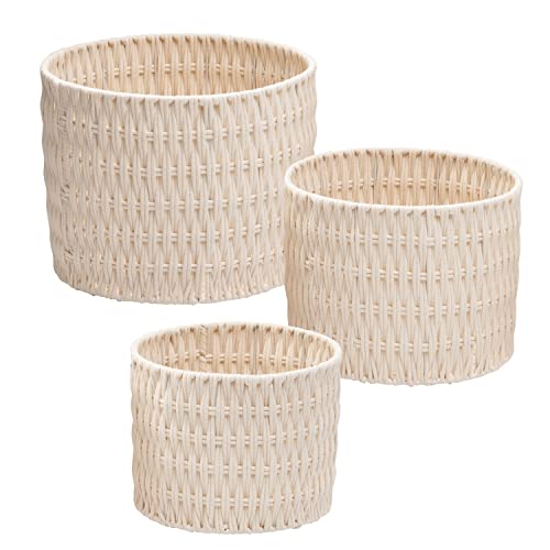 Honey-Can-Do 3pc Cozy Weave Basket, White STO-08747 White