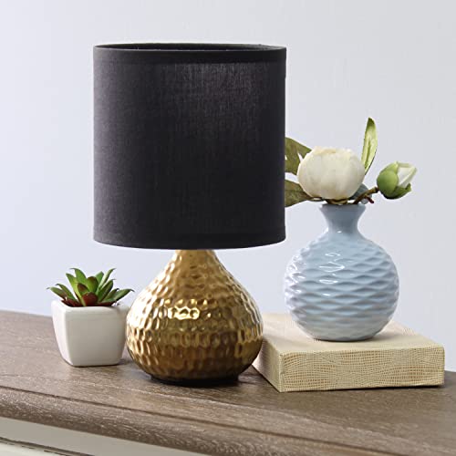 Simple Designs Hammered Silver Drip Mini Table Lamp