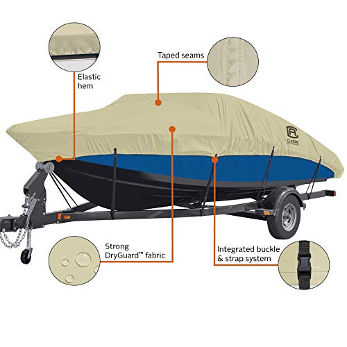 Classic Accessories DryGuard Beige Waterproof Boat Cover, 22&