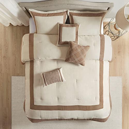Madison Park Polyester Microsuede 7 Piece Comforter Set in Tan Finish MP10-7670