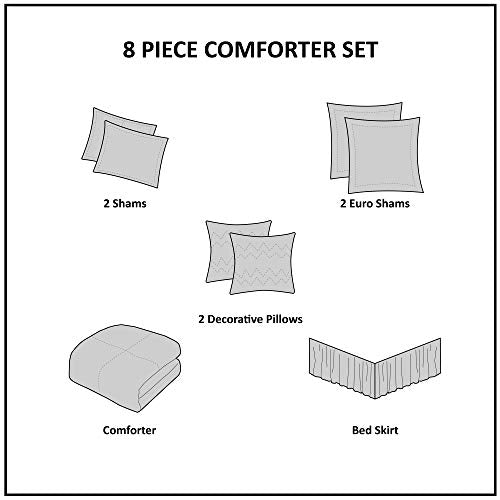 Tinsley 8 Piece Comforter Set, Cal King, Seafoam/Grey