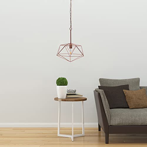 Lalia Home Modern Indoor Home / Office Bright 1 Light 16" Modern Metal Wire Paragon Hanging Ceiling Pendant Fixture - Rose Gold
