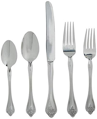 Oneida Boutonniere 45 Piece Everday Flatware, Service for 8, 18/0 Stainless Steel. Silverware Set, Dishwasher Safe, Multi