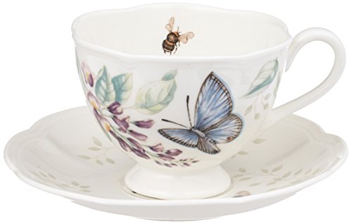 Lenox Meadow Cup and Saucer, 1.3 LB, Blue Butterfly