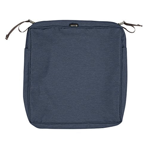 Classic Accessories Montlake FadeSafe Water-Resistant 19 x 19 x 3 Inch Square Outdoor Seat Cushion Slip Cover, Patio Furniture Chair Cushion Cover, Heather Indigo Blue, Patio Furniture Cushion Covers