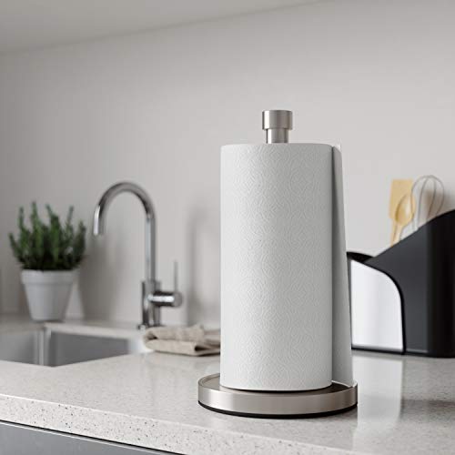 Umbra Cappa Paper Towel Holder Stand, Metal Dispenser for Kitchen or Bathroom Countertop, Regular, Nickel
