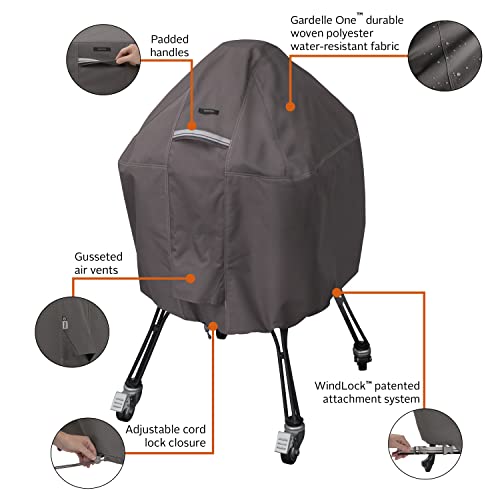 Classic Accessories Ravenna Water-Resistant 22 Inch Kamado Ceramic BBQ Grill Cover, Dark Taupe