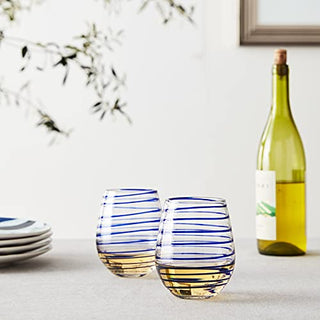 Kate Spade Charlotte Street 2Pc Stemless Wine Glass, 1.50 LB, Blue
