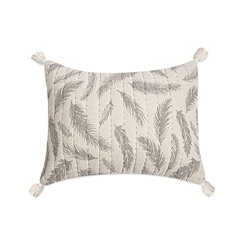 Crane Baby Pillow, Decorative Rectangle Jacquard Nursery Pillow for Newborns, Grey Feather, 12" x 16"